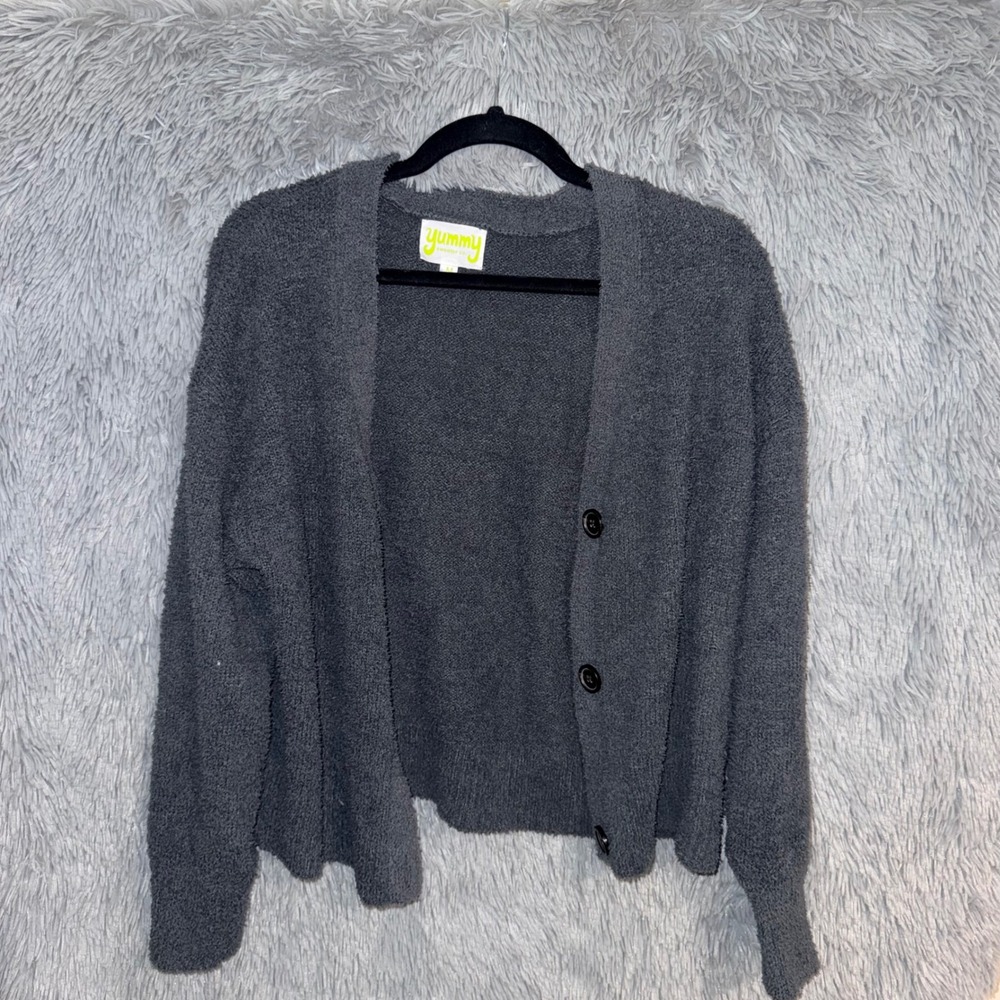 Yummy Sweater Co. Cozy Cardigan Charcoal Grey Size M